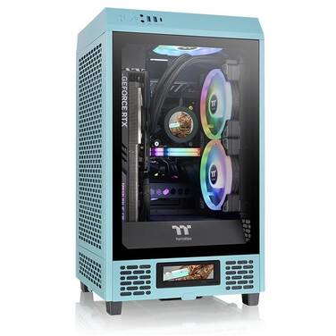 Thermaltake Mini-ITX The Tower 200 TG Turquoise Case CA-1X9-00SBWN-00, *Eligible for eGift Card up to $50