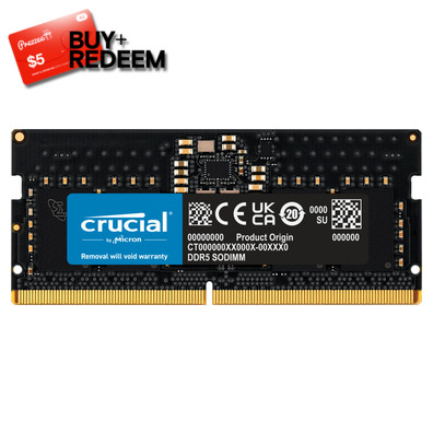 8GB SODIMM UNRANKED DDR5 4800MHz Crucial RAM for Notebooks CT8G48C40S5, *$5 Voucher by Redemption