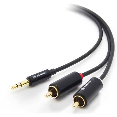2 Metre ALOGIC Premium 3.5mm Stereo Audio to 2 X RCA Stereo Male Cable (1) Male to (2) Male