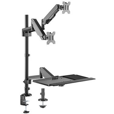 17 - 32 Brateck DWS20-C02 Gas Spring Sit-Stand Workstation Dual Monitors