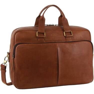 15.6 Pierre Cardin Leather Crossbody Bag - Cognac PC 3811