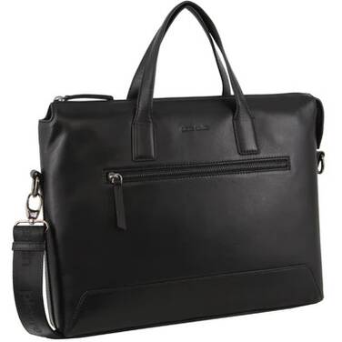 15.6 Pierre Cardin Men's Leather Business Travel Bag - Black PC 3841