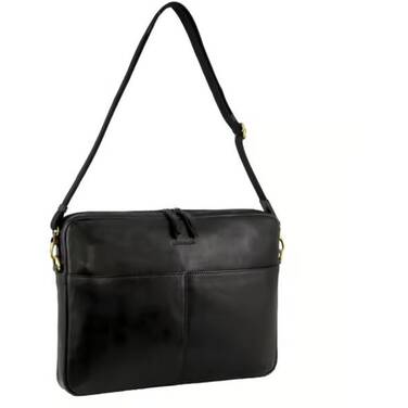 13 Pierre Cardin Leather Business Laptop Bag - Black PC 3649