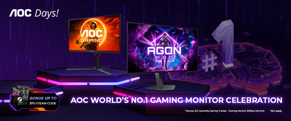AOC Gaming Monitor Bonus Steam Card 24Q2 Promotion & Landing Page