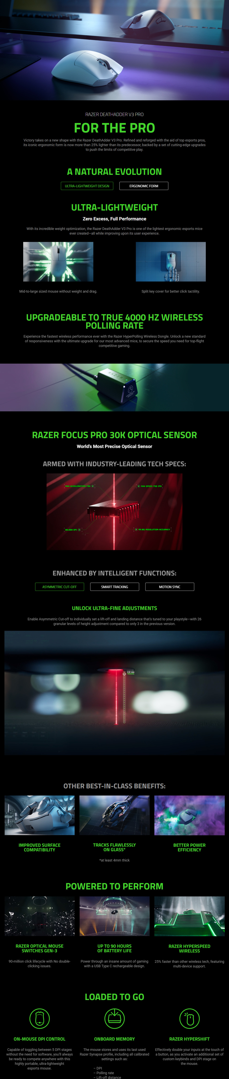 razer deathadder v3 pro ergonomic wireless gaming mouse white rz01-04630200