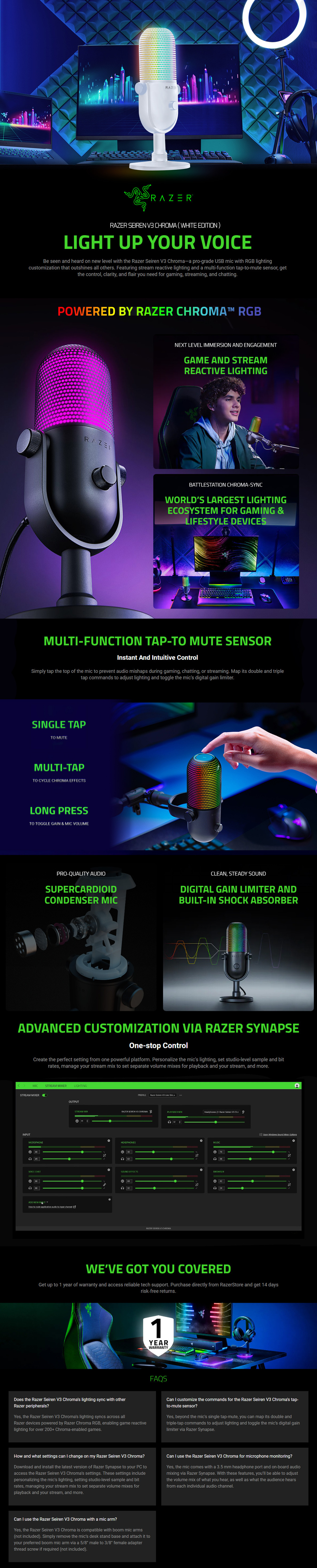 razer seiren v3 chroma rgb usb white edition