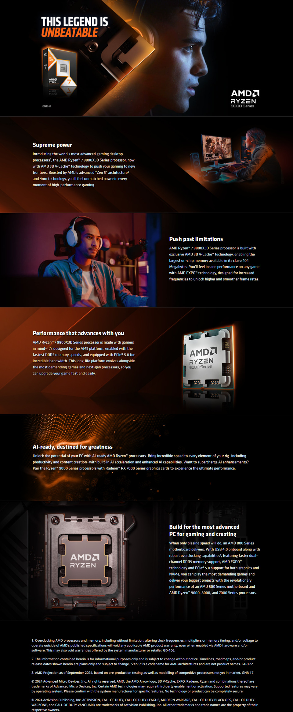 amd am5 ryzen 7 9800x3d 8 core 52ghz cpu 100-000001084 tray