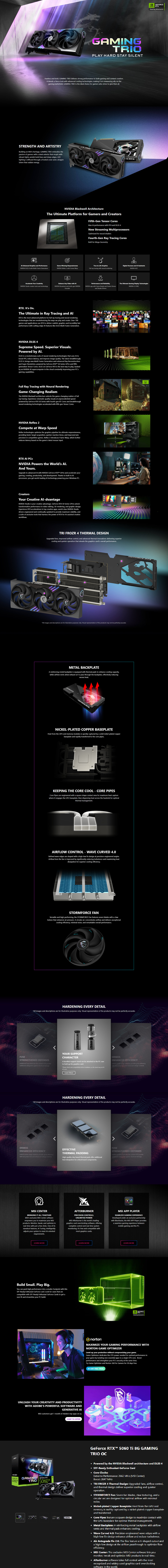 msi geforce rtx 5060 ti 16g gaming trio oc graphics card -