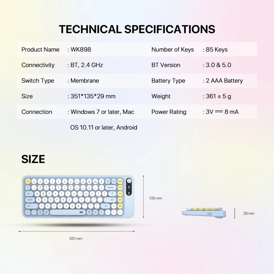 fantech go mochi85 wireless keyboard and mouse combo blue