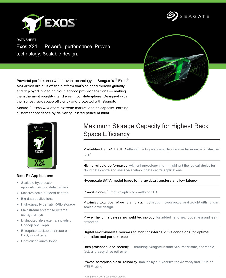 16tb seagate exos x24 35 7200rpm sata hdd