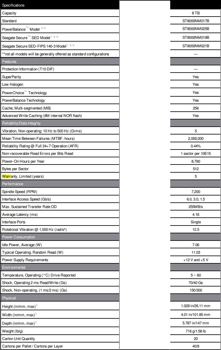 8tb seagate exos 7e10 sata enterprise hdd st8000nm017b