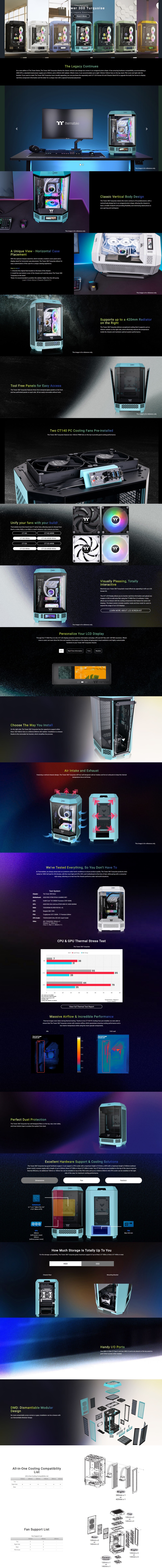 thermaltake the tower 300 tempered glass micro tower case turquoise