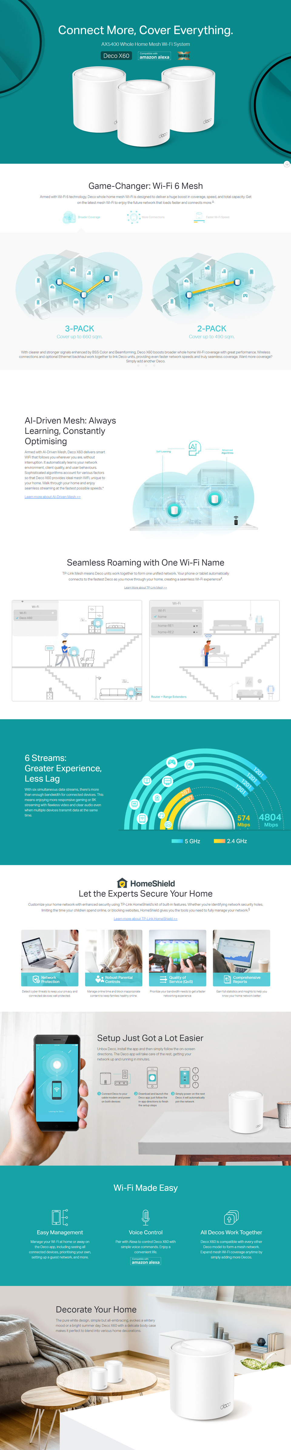 tp-link deco x60 3 pack wireless-ax5400 whole home mesh system