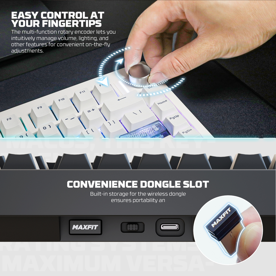 fantech maxfit8 qmk wireless linear mechanical keyboard black