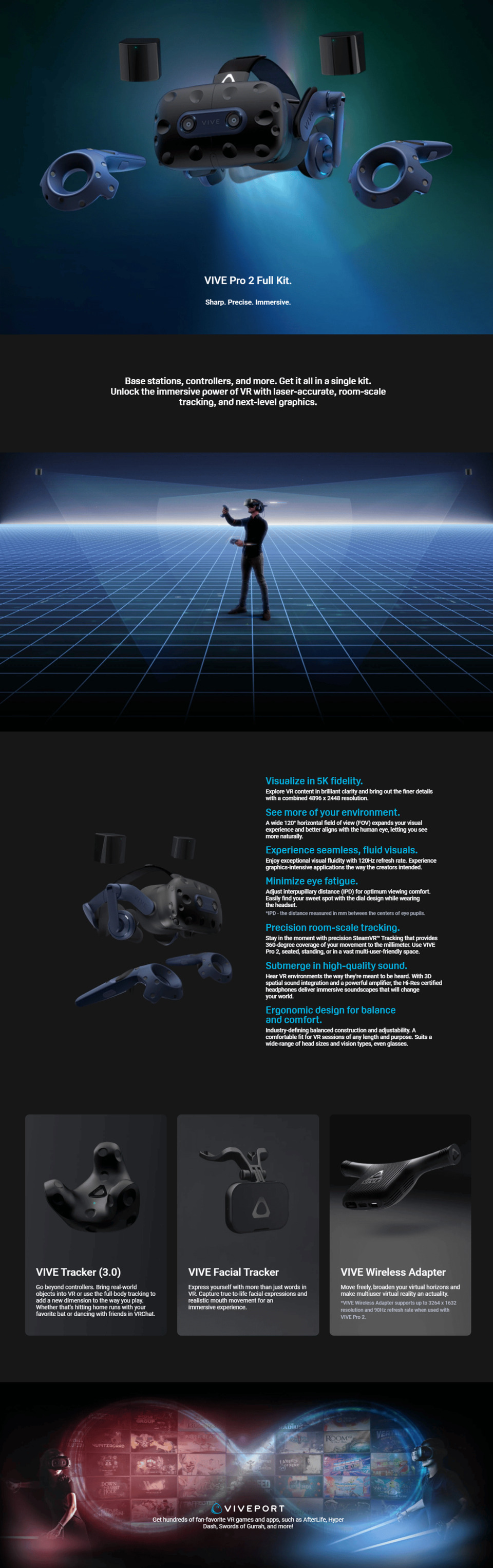 htc vive pro 2 full kit virtual reality 3d headset pn 99hasz005-00