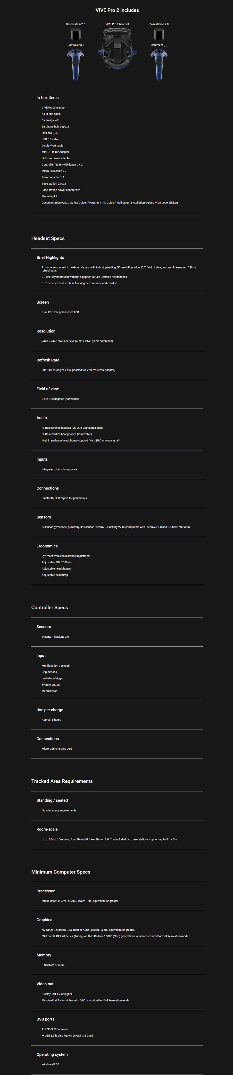 htc vive pro 2 full kit virtual reality 3d headset pn 99hasz005-00