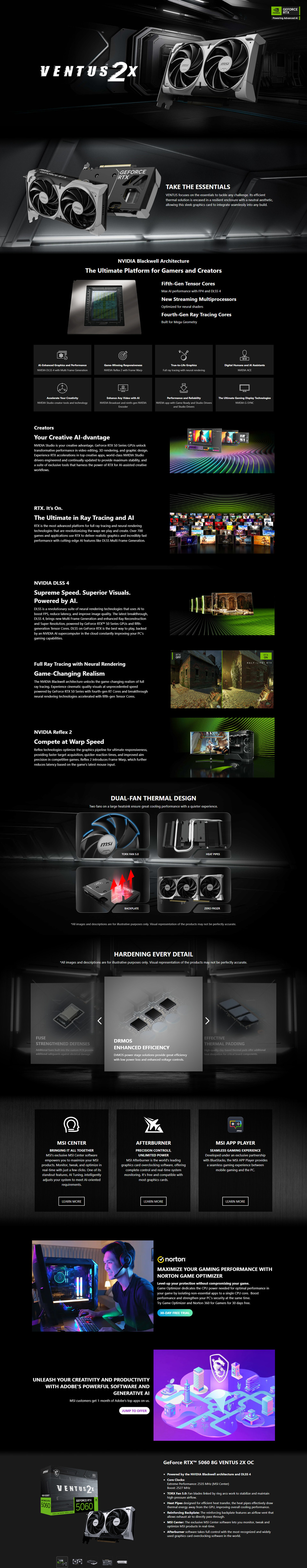 msi geforce rtx 5060 8g ventus 2x oc graphics card