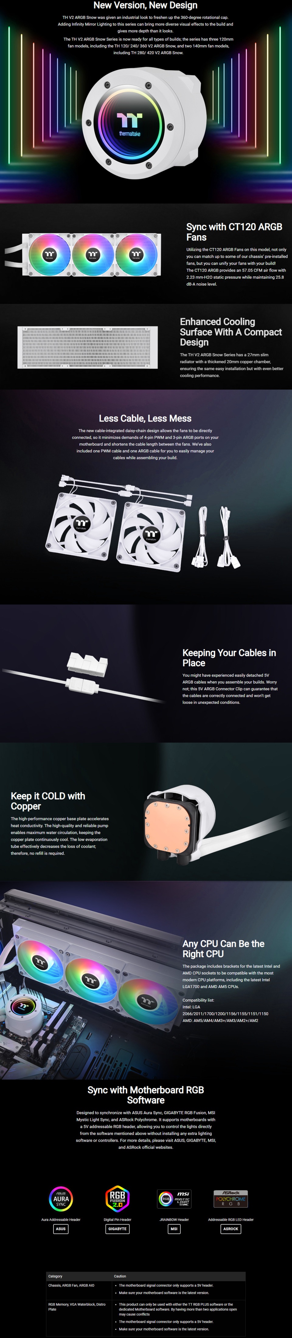 thermaltake th360 v2 argb sync snow edition cl-w365-pl12sw-a liquid cpu cooler
