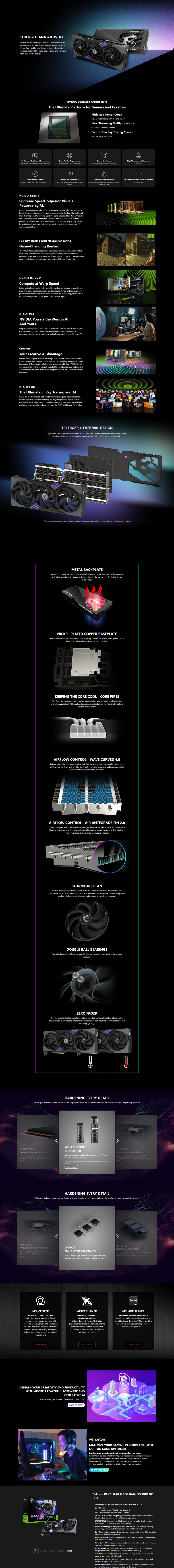 msi rtx 5070 ti 16g gaming trio oc 16gb gddr7 graphics card