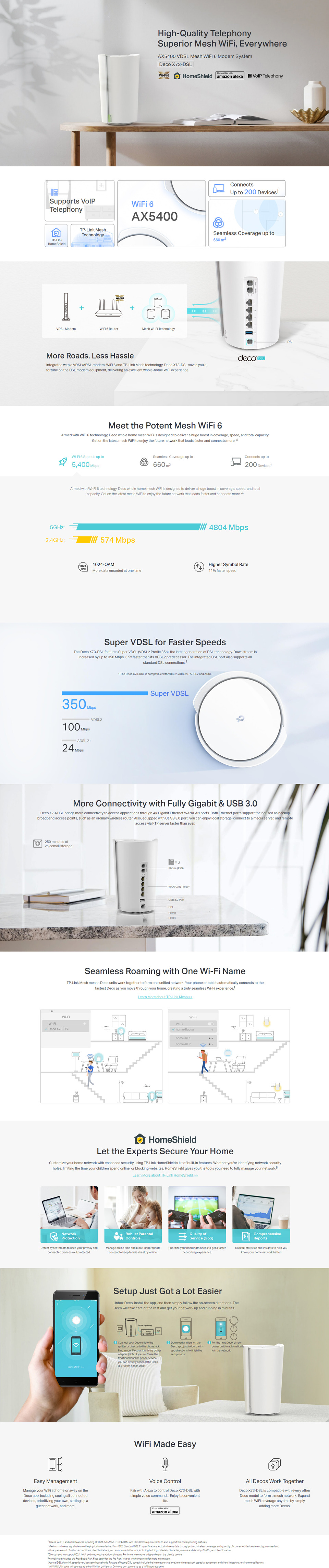 tp-link deco x73-dsl wifi 6 modem router 3-pack