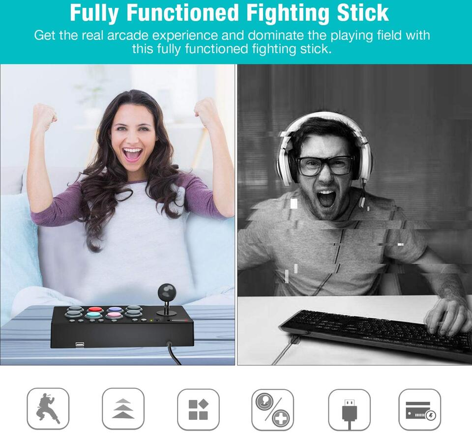 PXN-0082 Arcade Fighting Stick Black | Computer Alliance