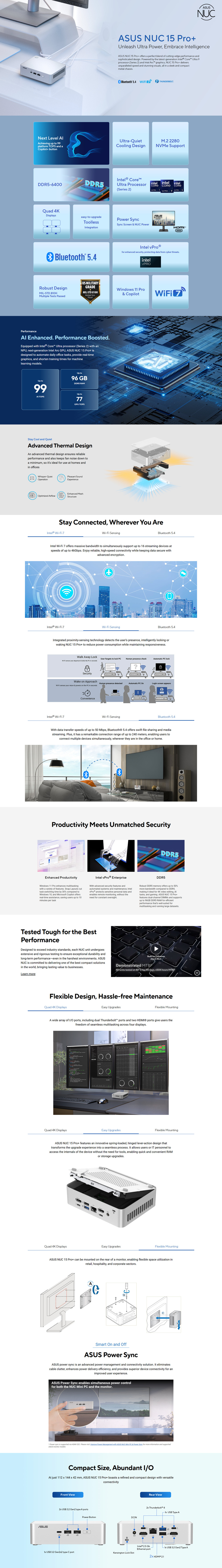 asus nuc 15 pro core ultra 5 micro pc barebone kit silver