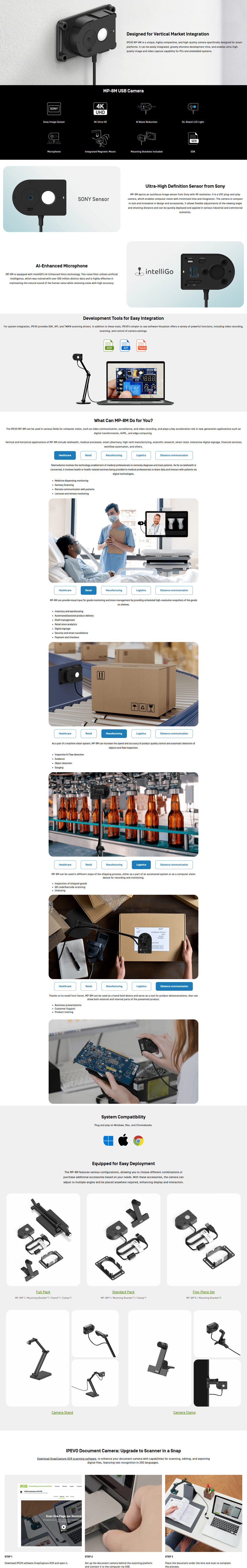 ipevo mp-8m usb camera full pack