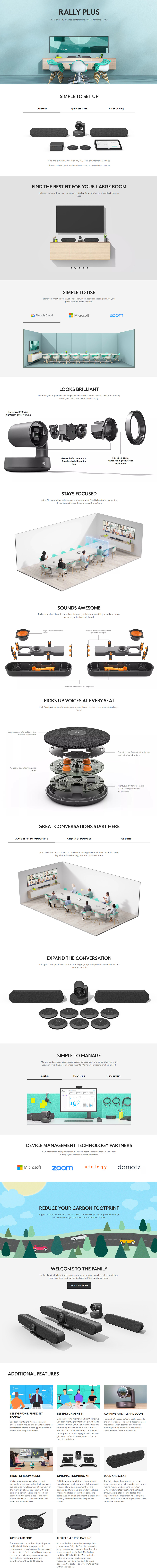 logitech rally plus ultra-hd confrence cam system pn 960-001274