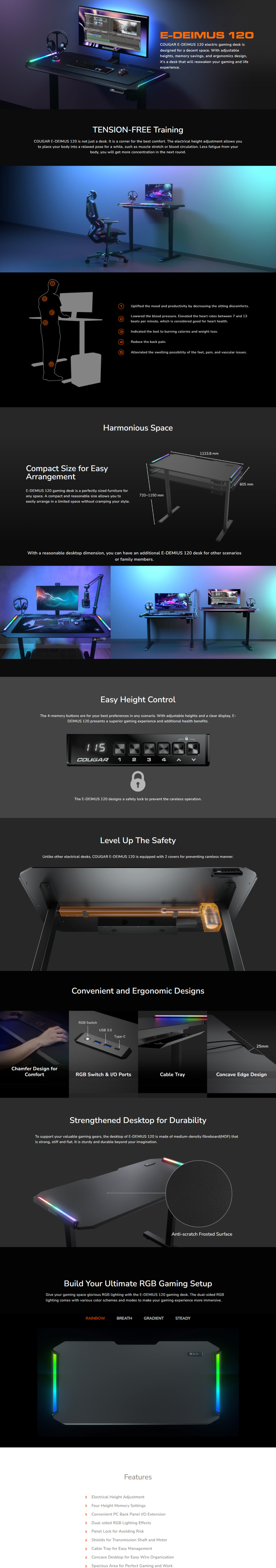 cougar e-deimus 120 rgb gaming desk