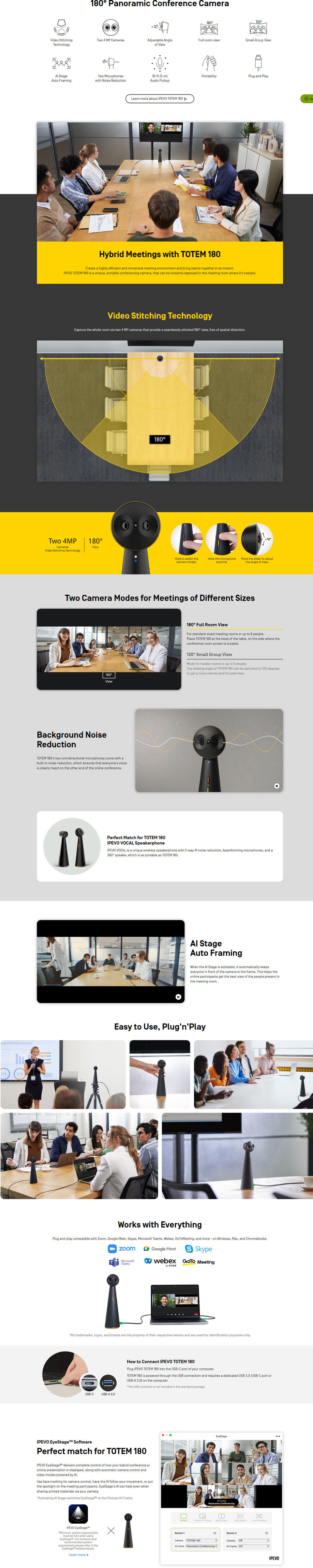 ipevo totem 180 46k conferencing camera