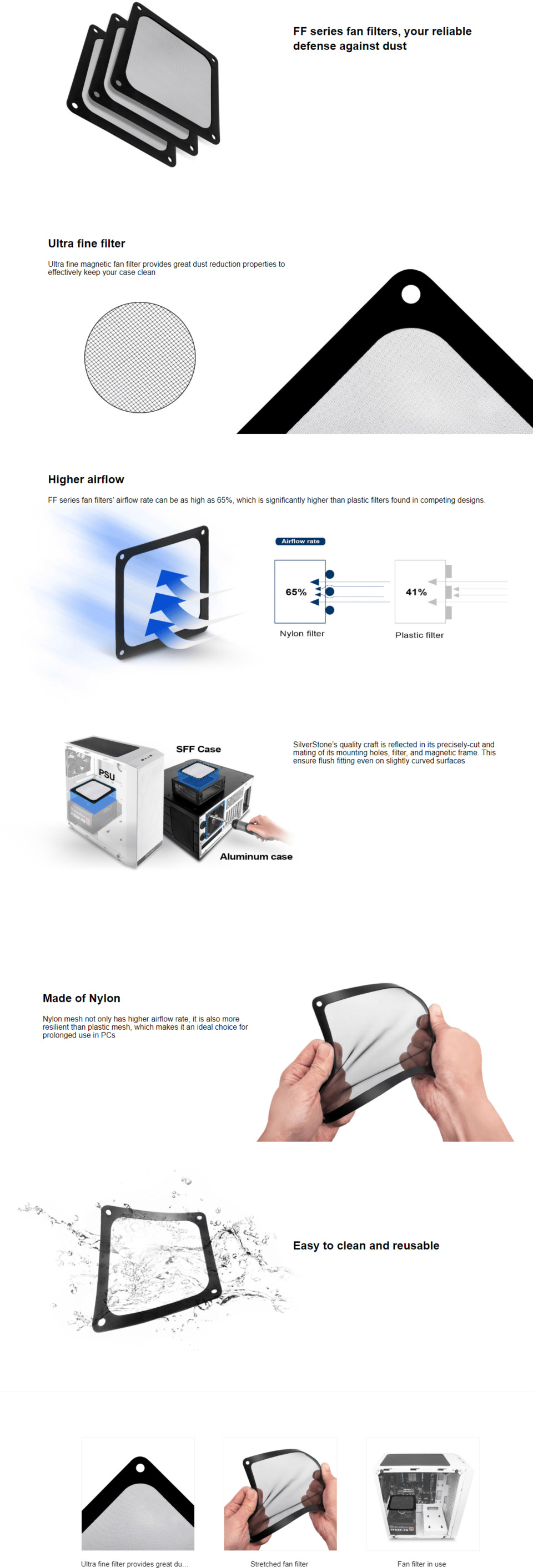 silverstone 120mm black ultra fine magnetic fan filter 3 pack