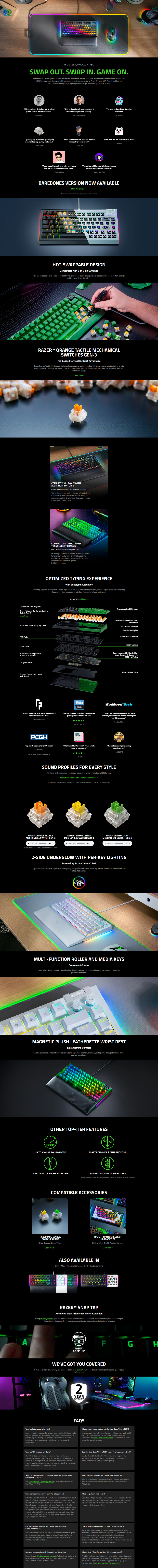 razer blackwidow v4 75 rgb tactile mechanical gaming keyboard phantom green