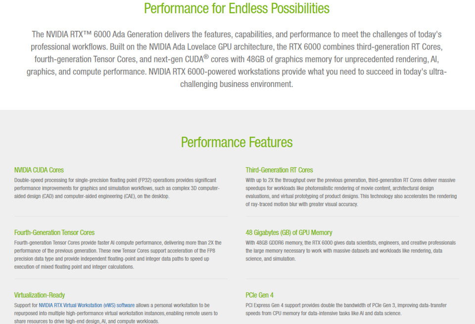 nvidia quadro rtx 6000 ada 48gb graphics card