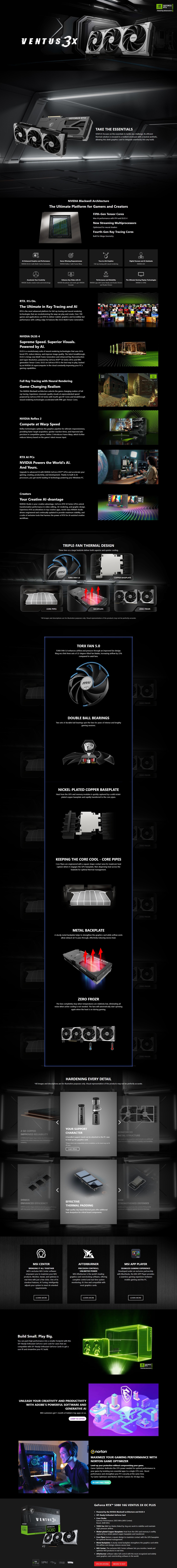 msi rtx 5080 16g ventus 3x oc plus graphics card