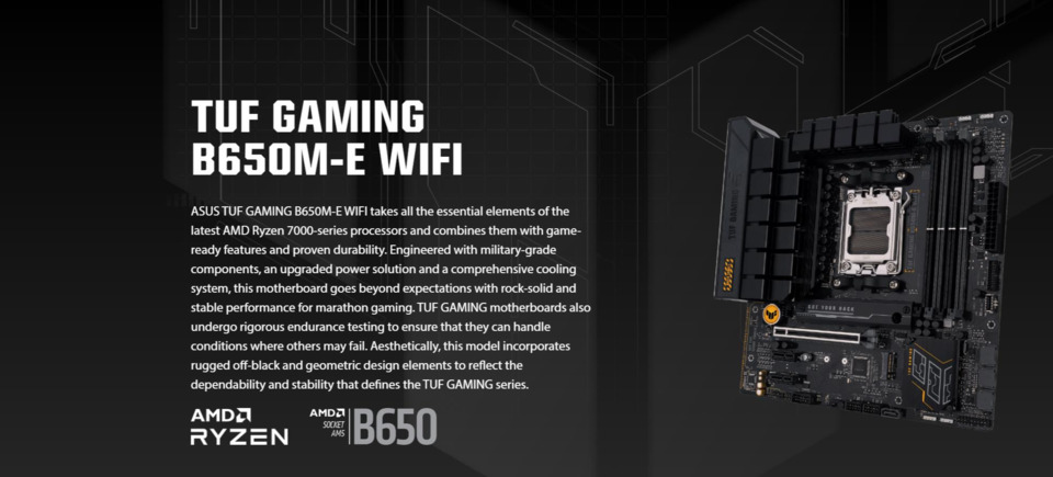 asus am5 microatx tuf gaming b650m-e wifi ddr5 motherboard