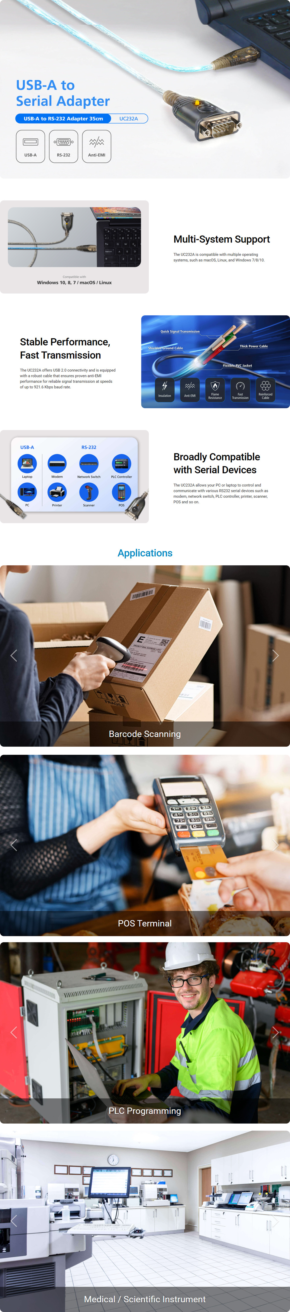 35cm aten uc232a usb to rs-232 adapter