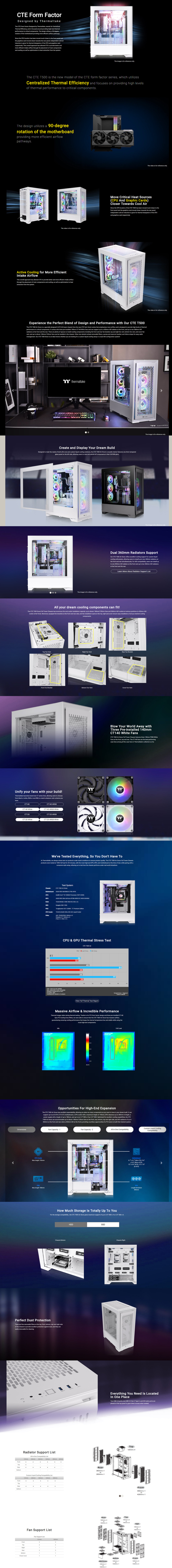 thermaltake e-atx cte t500 air ca-1x8-00f6wn-00 tempered glass argb full tower case white