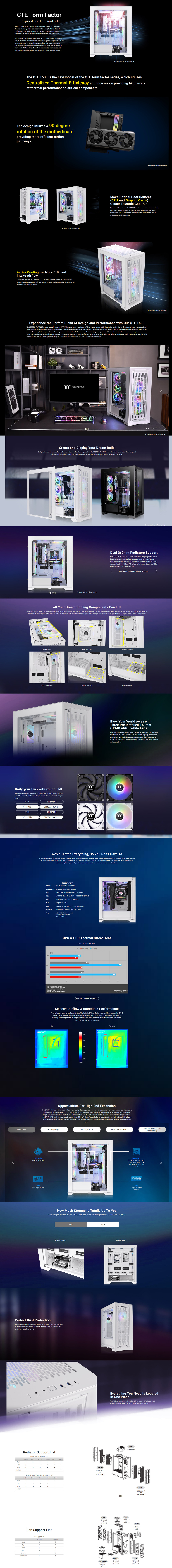 thermaltake e-atx cte t500 ca-1x8-00f6wn-01 tempered glass argb full tower case white