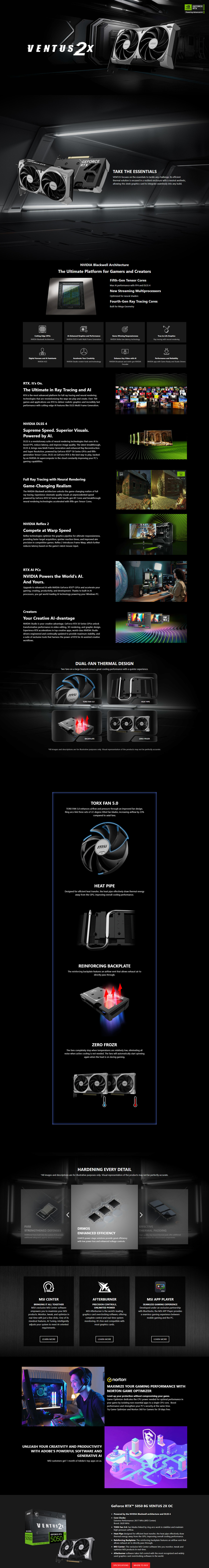 msi geforce rtx 5050 8g ventus 2x oc graphics card