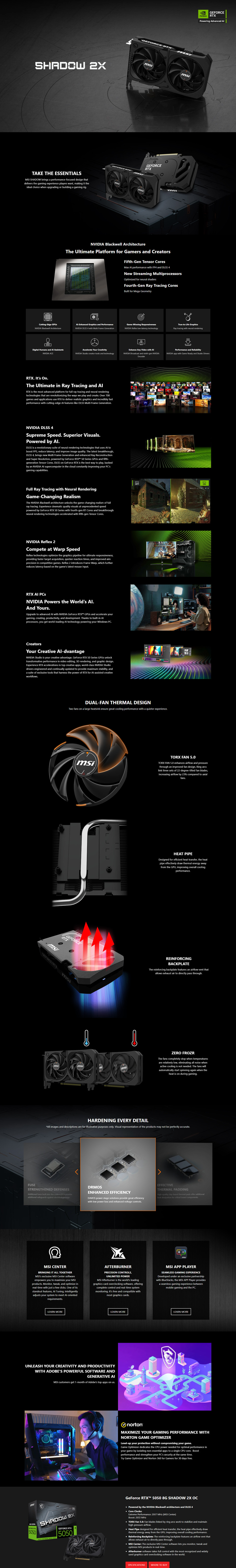 msi geforce rtx 5050 8g shadow 2x oc graphics card