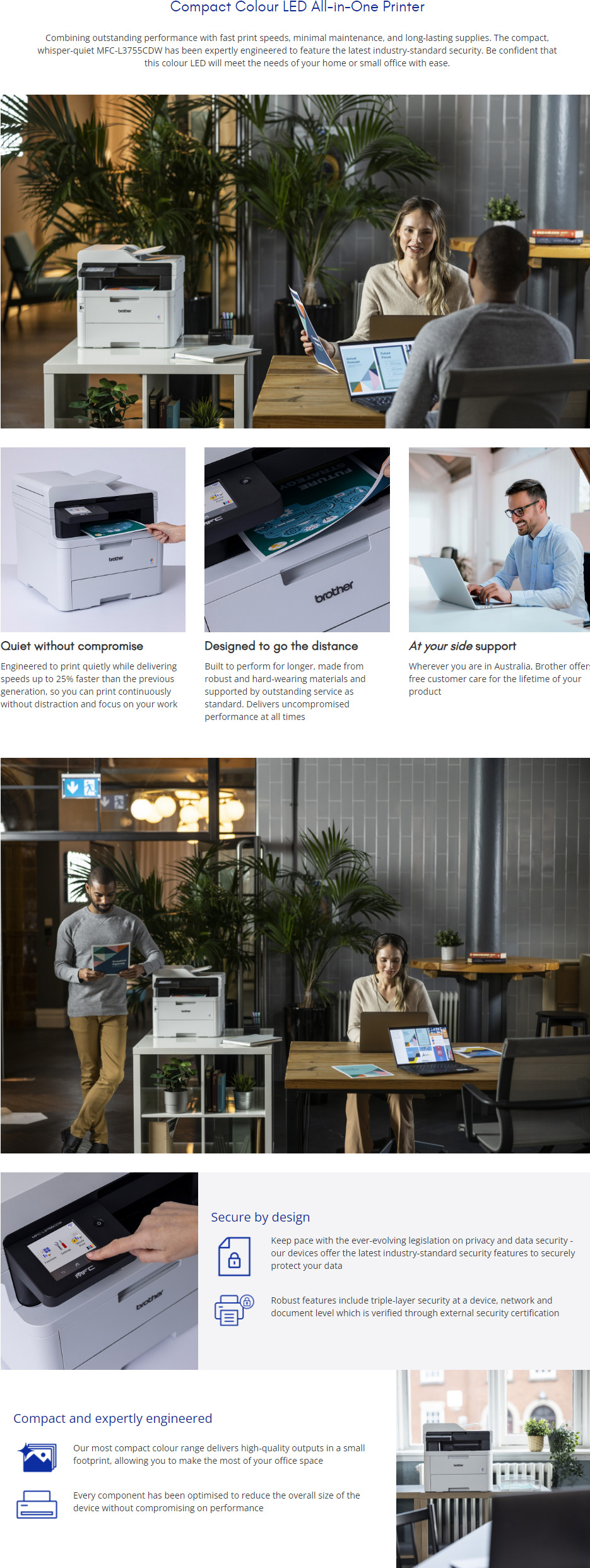 brother mfc-l3755cdw duplex colour wireless laser multifunction printer