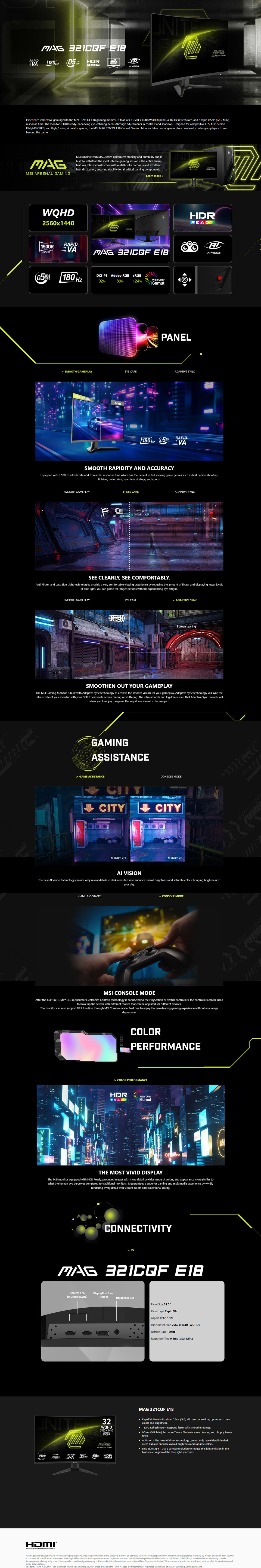 32 msi mag 321cqf e18 fhd 180hz va gaming monitor