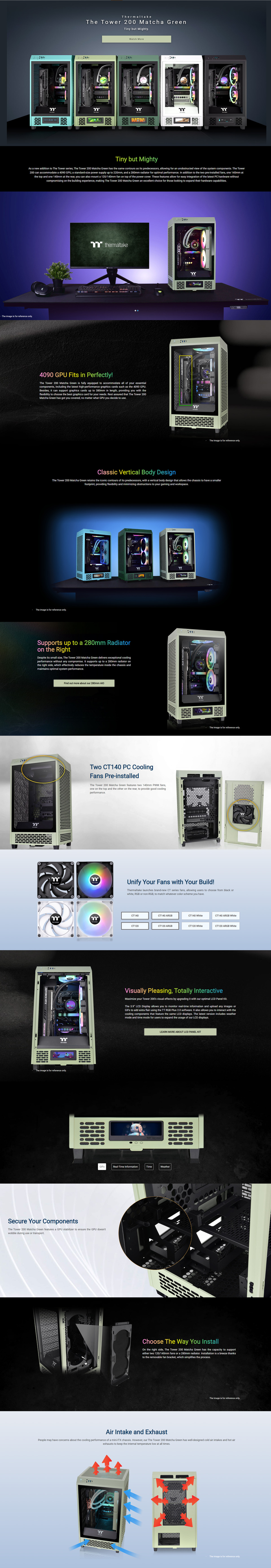 thermaltake mini-itx the tower 200 tg green case ca-1x9-00sewn-00