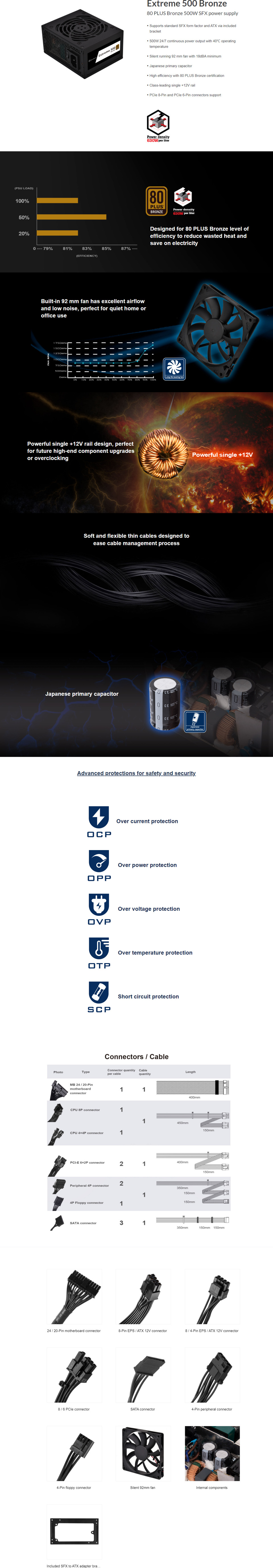 500 watt silverstone ex500-b 80 plus bronze sfx power supply
