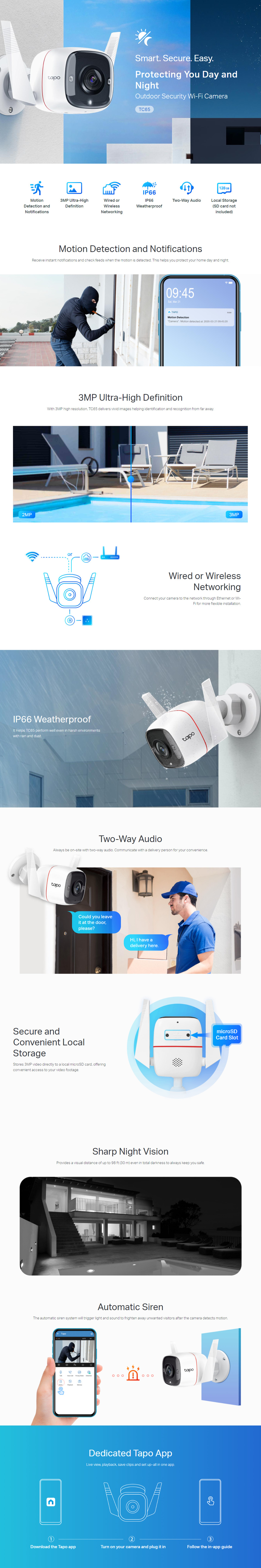 CAMARA IP TP-LINK TAPO TC65 WIRELESS FULL HD 3MP EXTERIOR