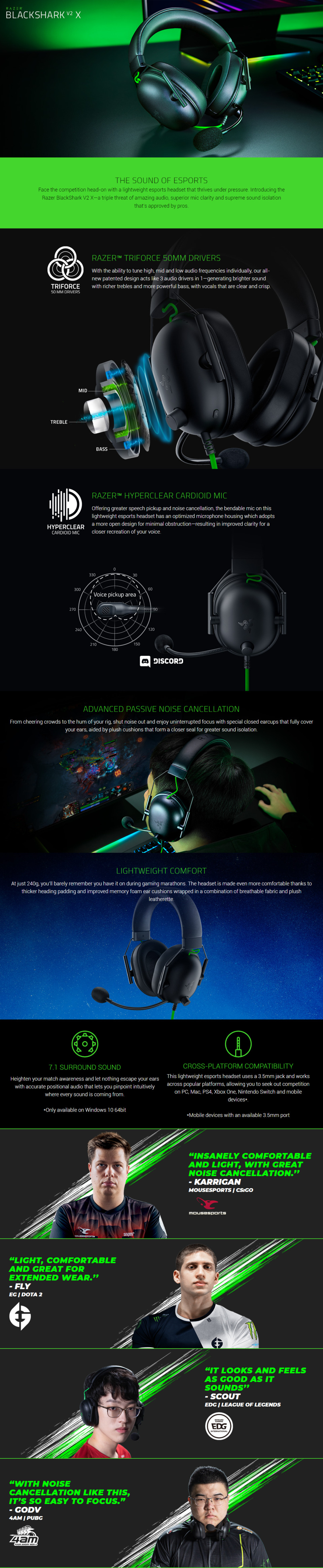 razer blackshark v2 x wired white gaming headset