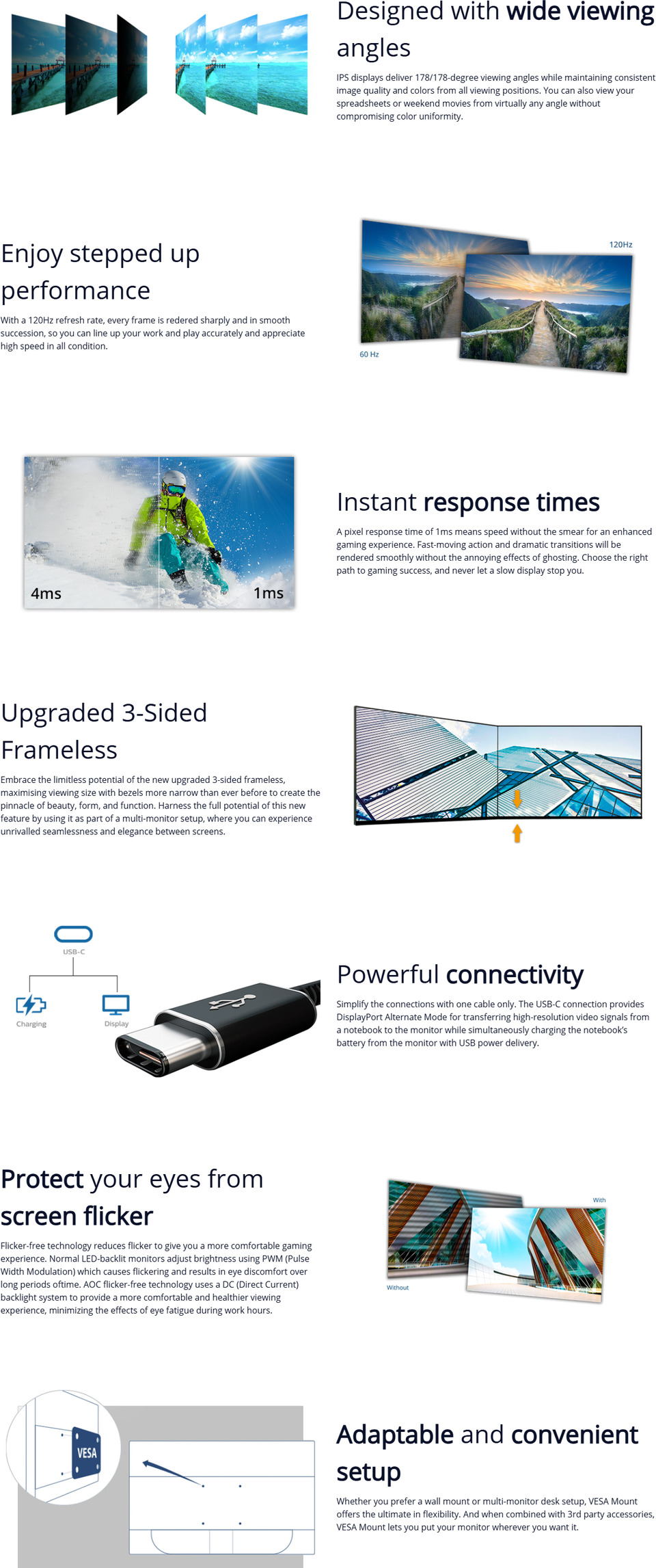 27 aoc 27b3ca3 120hz fhd ips usb-c monitor with hub