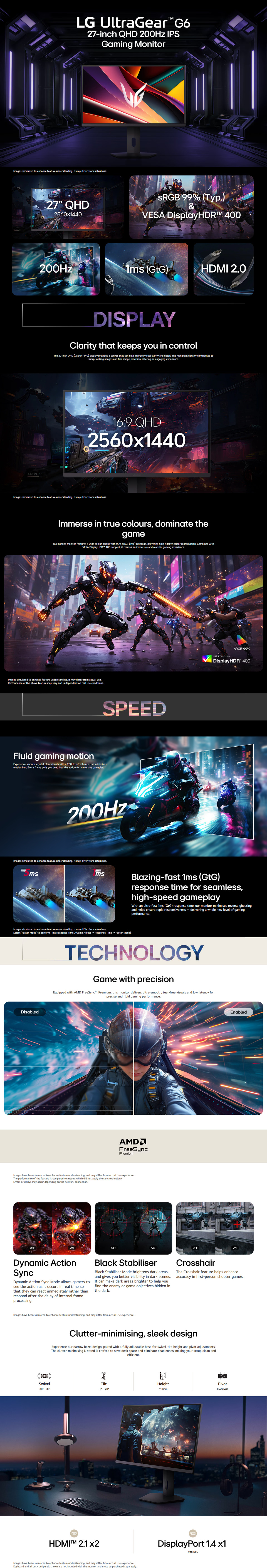 27 lg ultragear g6 27g610a-b qhd 200hz ips gaming monitor black