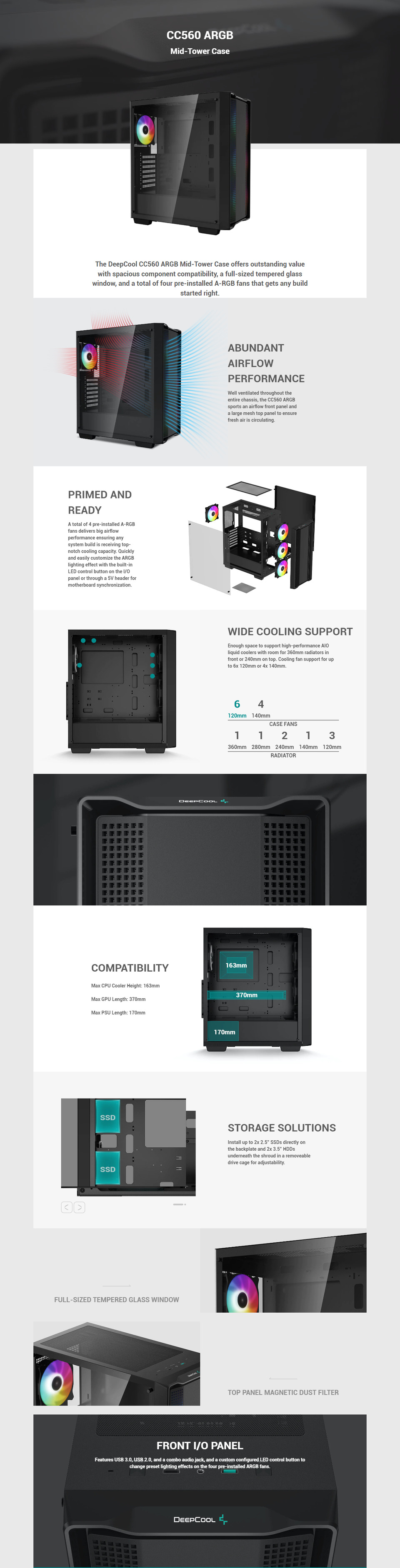 DeepCool ATX CC560 ARGB Case R-CC560-BKTAA4-G-1 | Computer Alliance