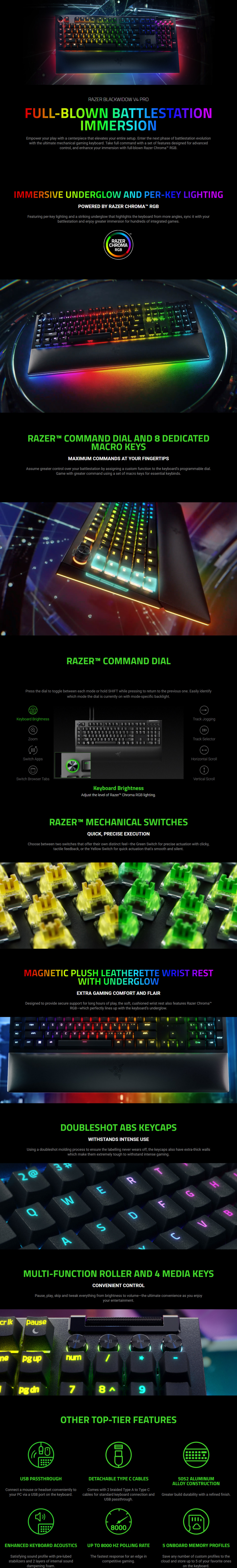 razer blackwidow v4 pro mechanical green switch rz03-03540100 gaming keyboard